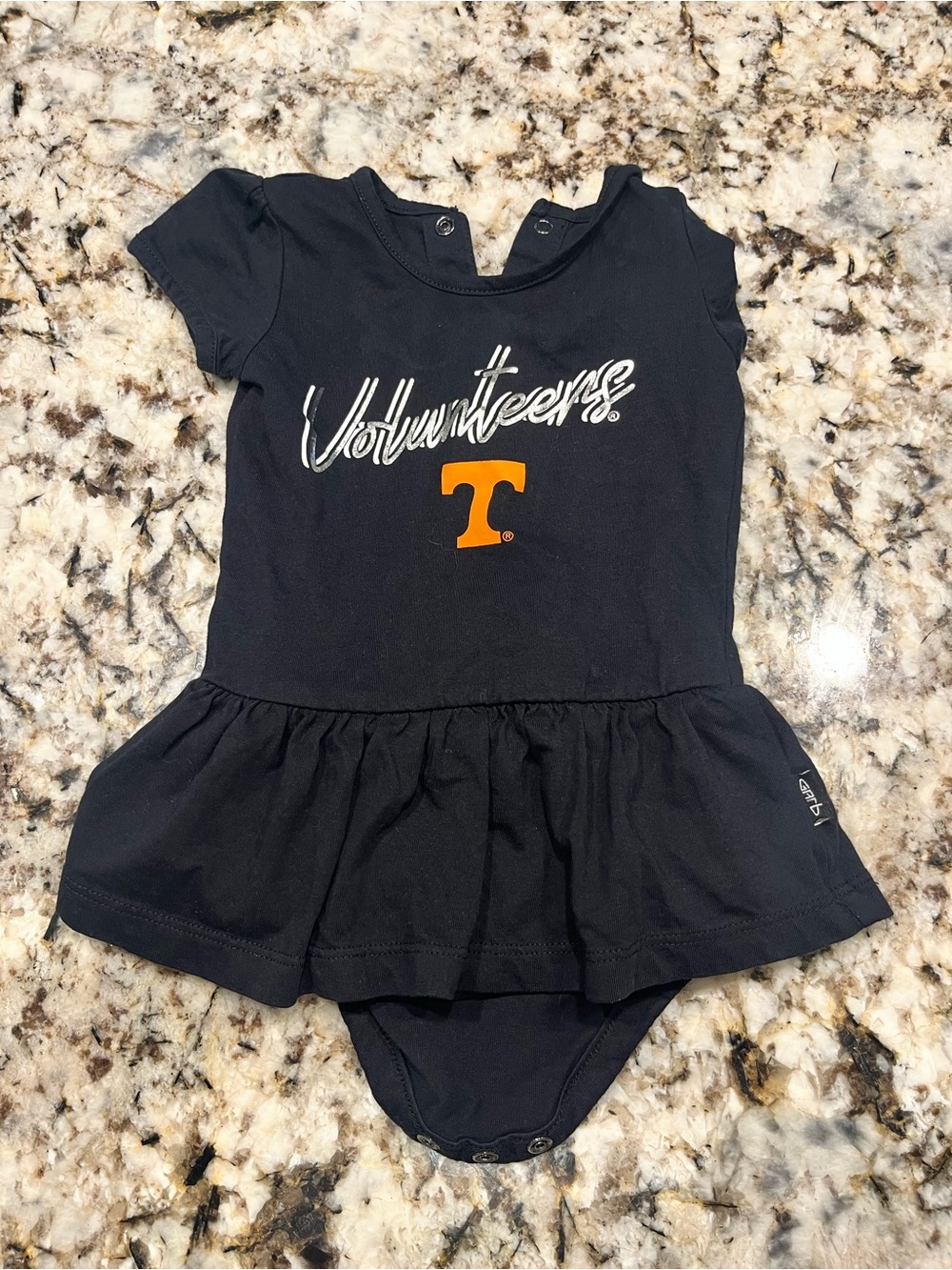 Tennessee Volunteers Black Ruffle Baby One-Piece Bodysuit